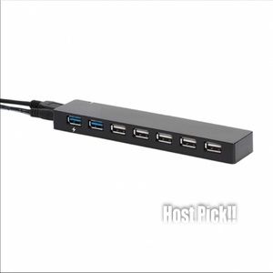 Black USB 3.0 7-Port HUB with AC Adapter